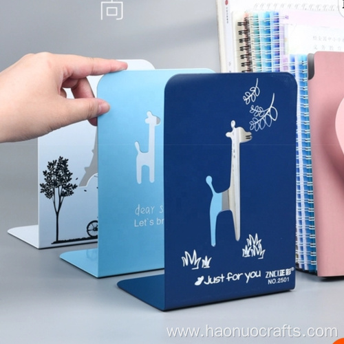 Metal top giraffe book holder cartoon against bookend